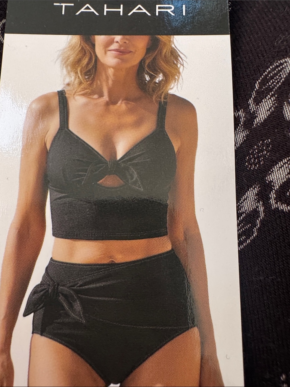 Tahari Black Tie-Front swim set
